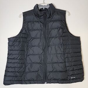 Lands End Puffer Vest Women's 2XL 20W-22W Black Full Zip Logo Lined Ski Fashion